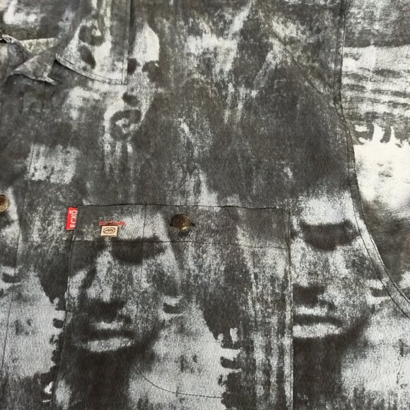 Marc Ecko Shirt Men's XL Black Gray Button Down Shirt - Baggy Relaxed Y2K - Picture 3 of 7